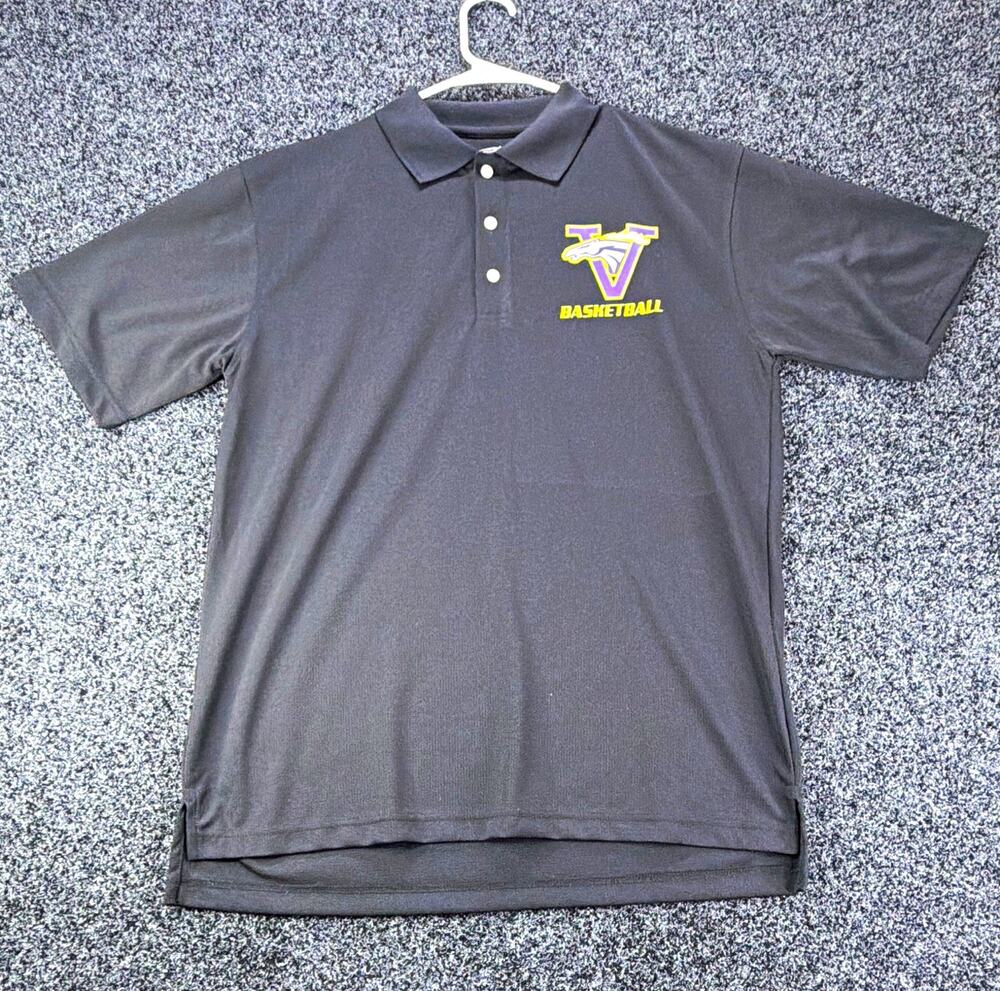 Valencia Vikings Basketball Polo Men’s Medium Black UltraClub Cool Dry